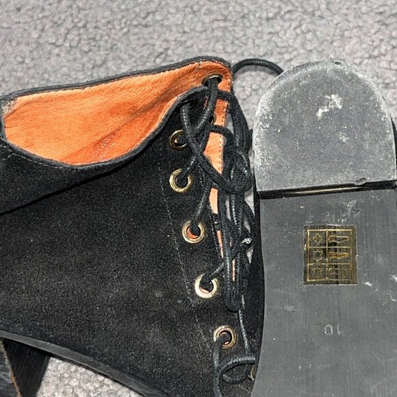 Jeffrey Campbell: Trust in Black Suede - J. Cole Shoes JEFFREY CAMPBELL CORS BLACK SUEDE PEEP TOE EXPOSED LACE-UP BACK ZIP BOOTIES - 10